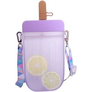 Purple Popsicle Water Bottle w/ Straw Cute Kawaii Women Girls 300 ml 10 oz